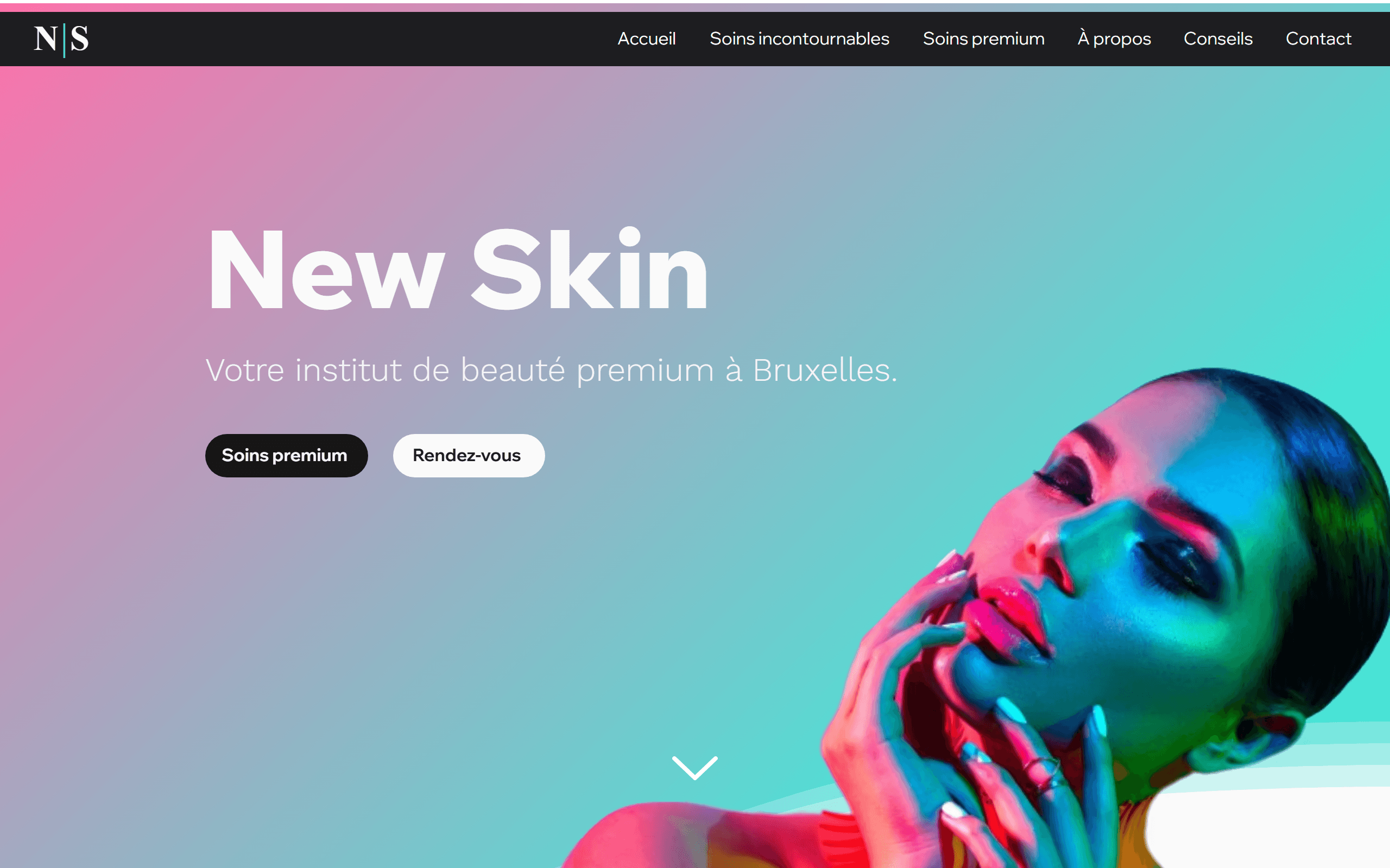 Capture du site web New Skin institut de beauté à Woluwe