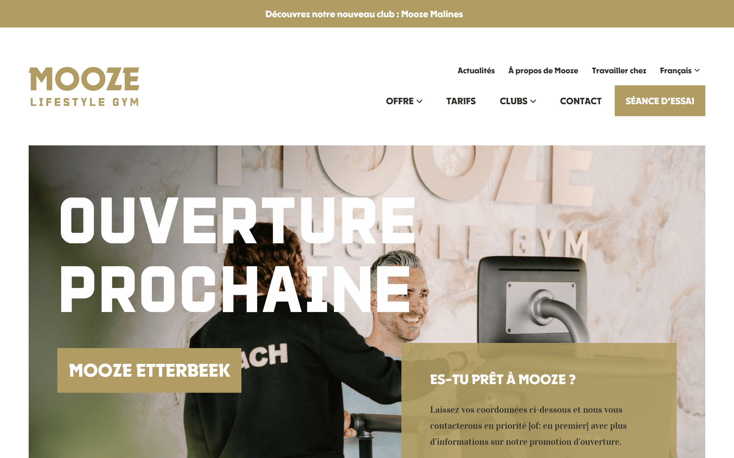 Capture du site web Mooze Gym à Etterbeek